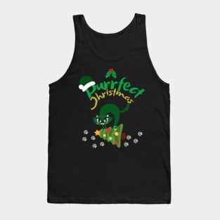 Purrfect Christmas Green Cat Tank Top